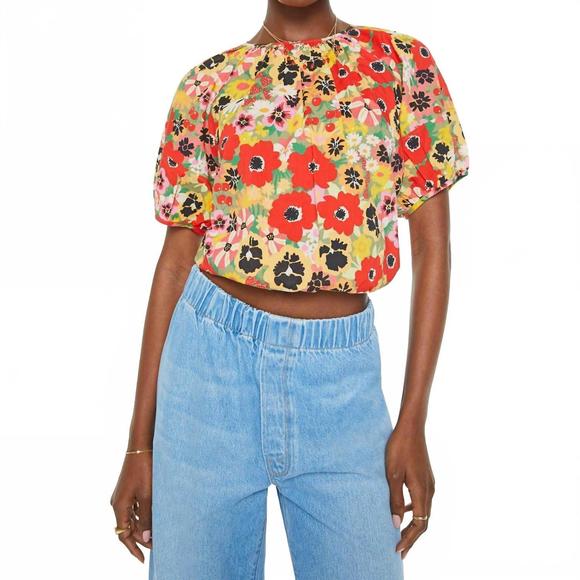 NEW MOTHER party crewneck blouse in flowers al fresco - Picture 1 of 5